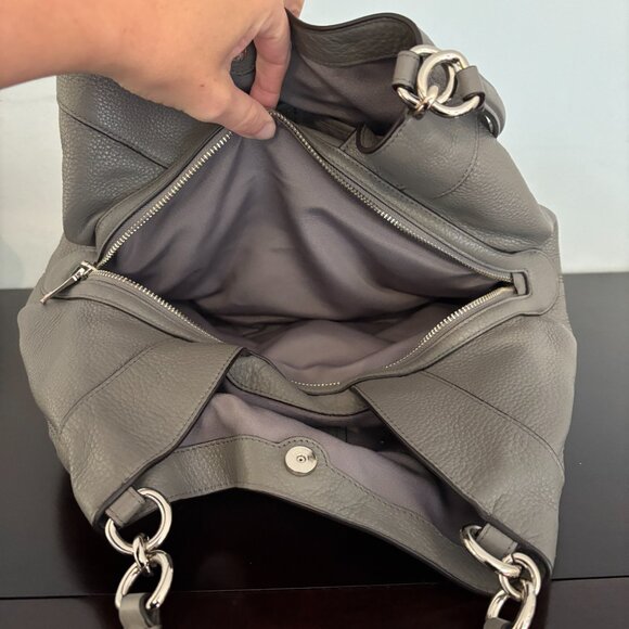 Coach Lexy Gray Pebble Leather Shoulder Bag - Picture 13 of 15
